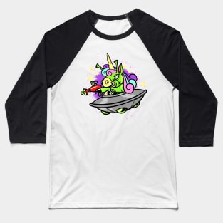 Unicorn Alien Spaceship Space Funny Art Baseball T-Shirt